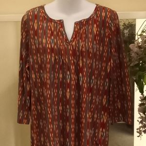 Chaps Knit V Neck Top with Grommets